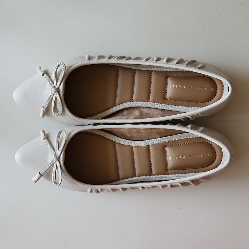 Kelly & Katie-JAYLA-Ivory/Cream Flat Ballet Slip On Dress Shoes with Bow